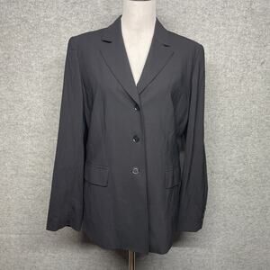 Casual Corner Stretch Wool Womens 12 Notch Black Blazer Single Breasted Career